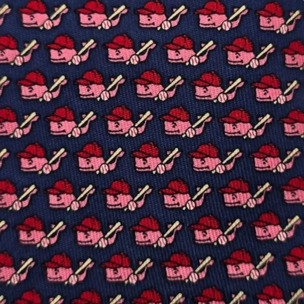 Vineyard Vines Youth Navy Baseball Print 100% Silk Necktie Made in USA - 2.75x50